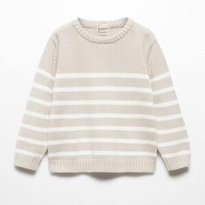 Mango Ribbed Crewneck Sweater in Light Beige size 4-5T